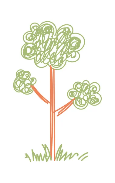 Děti Kreslí Strom Tužce Vektorová Ilustrace — Stockový vektor