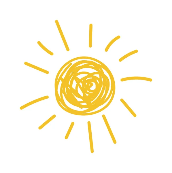 Děti Kreslí Slunce Tužkou Vektorová Ilustrace — Stockový vektor