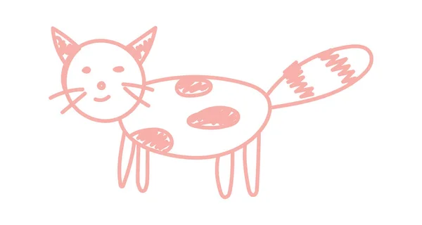 Kinder Zeichnen Katze Für Katze Vektorillustration — Stockvektor