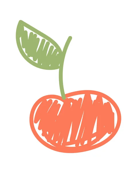 Crianças Desenhar Fruta Maçã Lápis Ilustração Vetorial —  Vetores de Stock