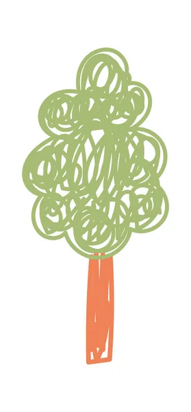 Дети Рисуют Дерево Карандашом Векторная Иллюстрация — стоковый вектор