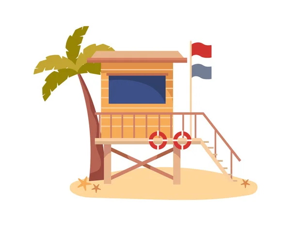 Wooden Lifeguard Station Coast Vector Illustration — Stock Vector
