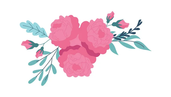 Flower Arrangements Rose Green Branches Vector Illustration — Stock Vector