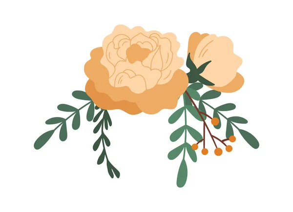 Цветочные Композиции Розами Зелеными Ветвями Векторная Иллюстрация — стоковый вектор