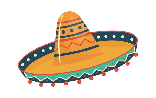 Topi Tradisional Sombrero Meksiko Ilustrasi Vektor - Stok Vektor