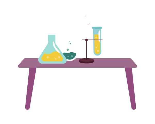 Masa Kimya Laboratuvarında Test Tüpleri Vektör Illüstrasyonu — Stok Vektör