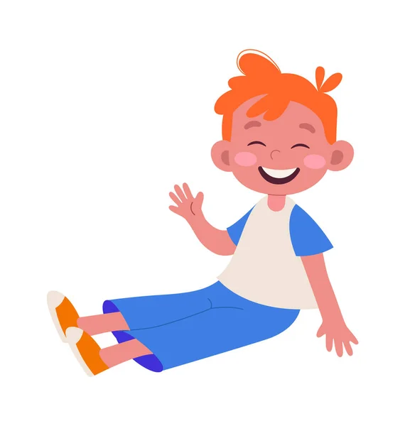 Счастливый Ребенок Играет Векторная Иллюстрация — стоковый вектор