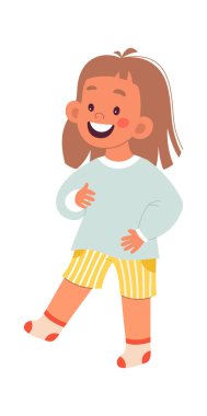 Sevimli kız gülümseyen çocuk yardımcısı. Vektör illüstrasyonu