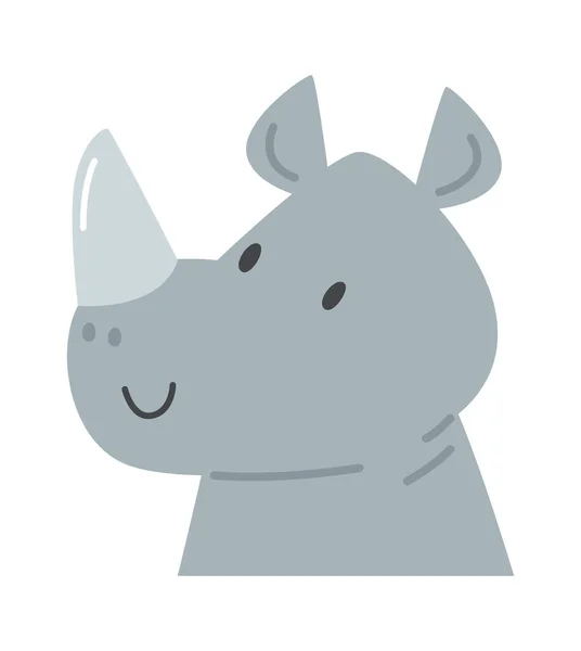 Mignonne Tête Rhinocéros Illustration Vectorielle — Image vectorielle
