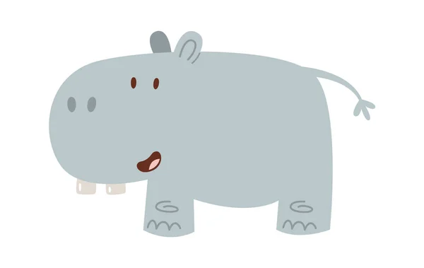 Hipopótamo Desenhado Mão Ilustração Vetorial — Vetor de Stock