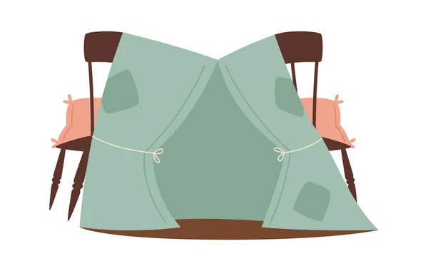 Handgemachtes Spielhaus Zelt Auf Stuhl Vector Illustration — Stockvektor