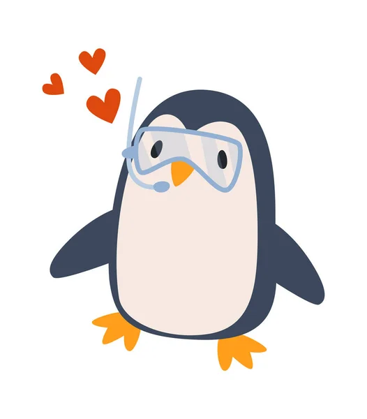 Pinguim Máscara Mergulho Ilustração Vetorial — Vetor de Stock