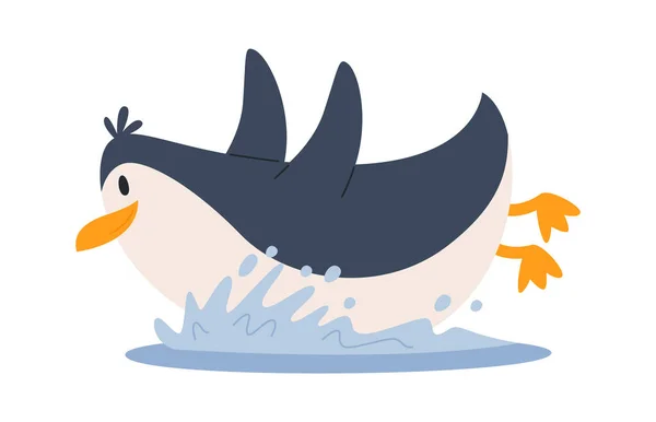 Pingouin Jouer Avec Illustration Vectorielle Eau — Image vectorielle