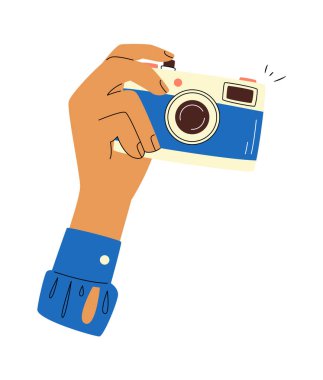 El ele tutuşan klasik kamera vektörü illüstrasyonu