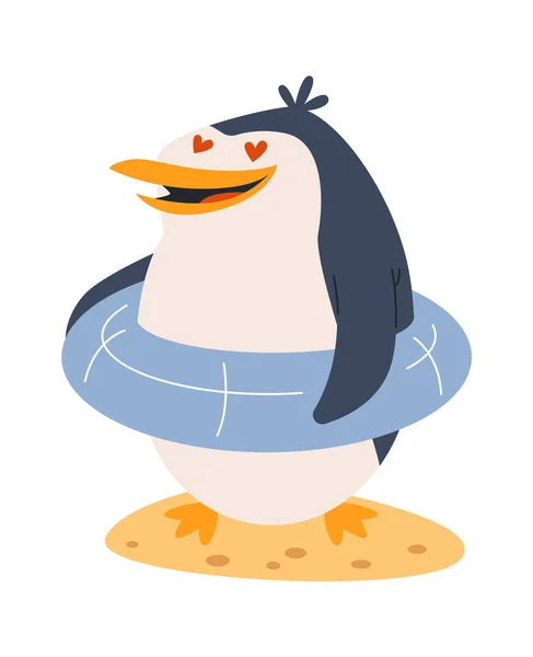 Illustration Vectorielle Pingouin Anneau Caoutchouc — Image vectorielle