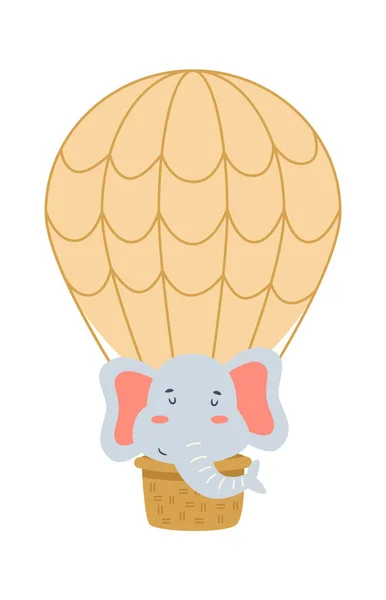 Elefante Nell Illustrazione Vettoriale Della Mongolfiera — Vettoriale Stock