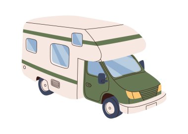 Campervan Seyahat Araba Vektörü İllüstrasyonu