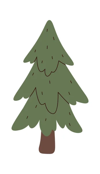 Pine Tree Flat Vector Illustration — Stock Vector