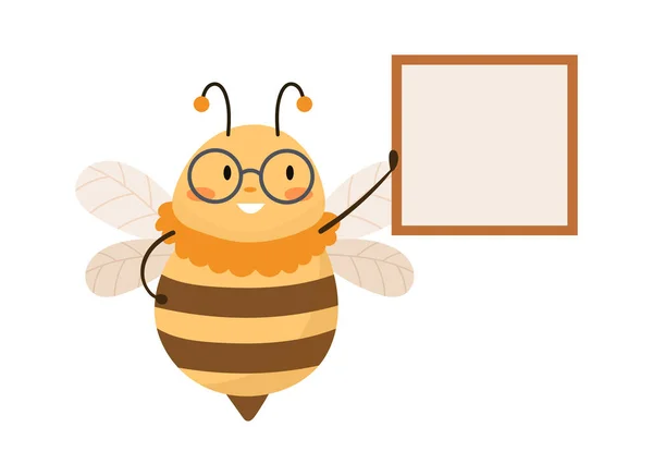 Bienenlehrerin Zeigt Auf Vektor Illustration Bord — Stockvektor