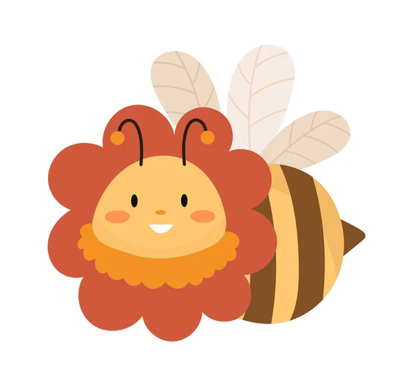Latająca Pszczoła Kwiatem Fioletowy Kostium Wektor Ilustracji — Wektor stockowy