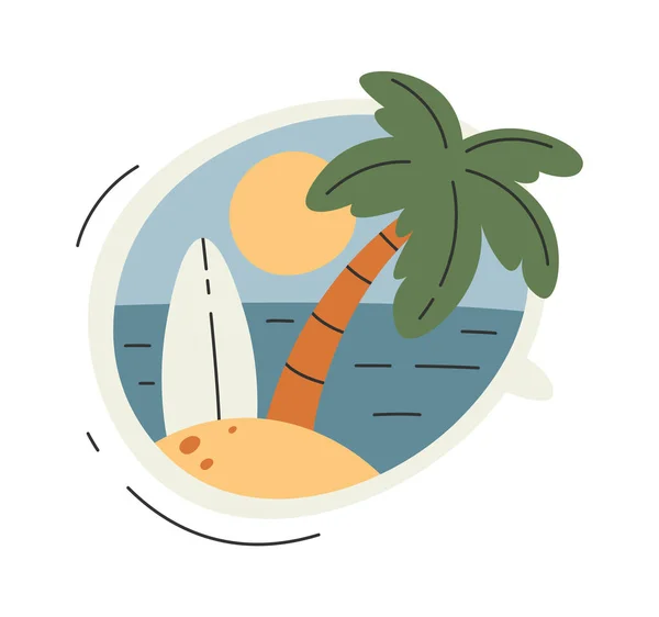 Strand Och Palm Landskap Vektor Illustration — Stock vektor