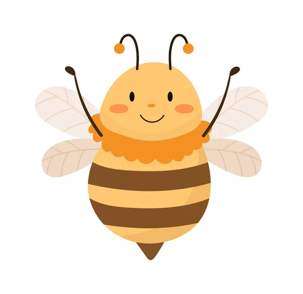Glückliche Biene Hebt Die Hände Nach Oben Vektor Illustration — Stockvektor