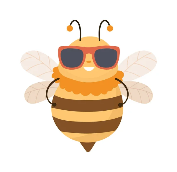 Méhecske Napszemüvegben Vektor Illusztráció — Stock Vector