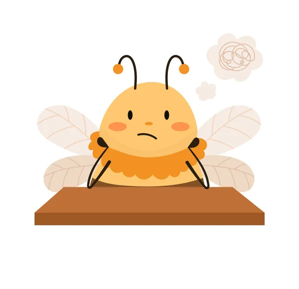 Bienen Sitzen Und Vektor Illustration Denken — Stockvektor