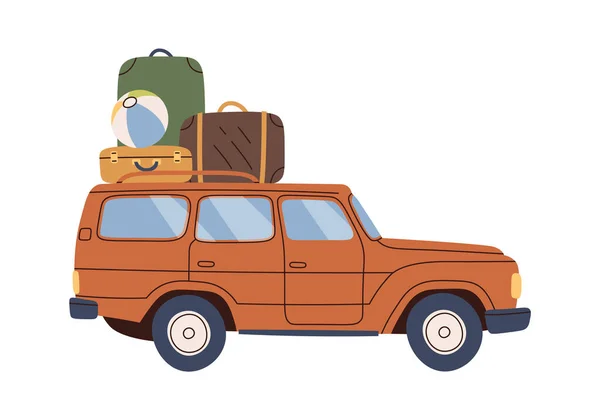 Ταξιδιωτικό Αυτοκίνητο Βαλίτσες Εικονογράφηση Διάνυσμα — Διανυσματικό Αρχείο