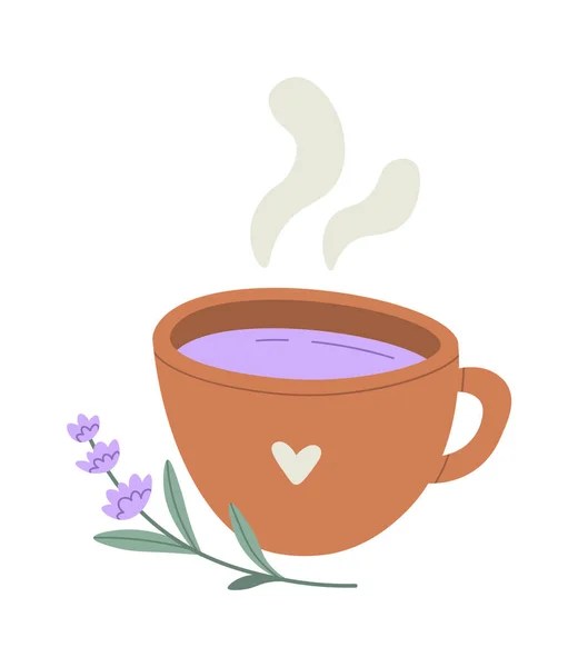 Hot Drink Cup Lavender Flower Vector Illustration — Stock Vector