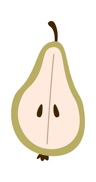 梨のフルーツベクトルイラストの半分 — ストックベクタ