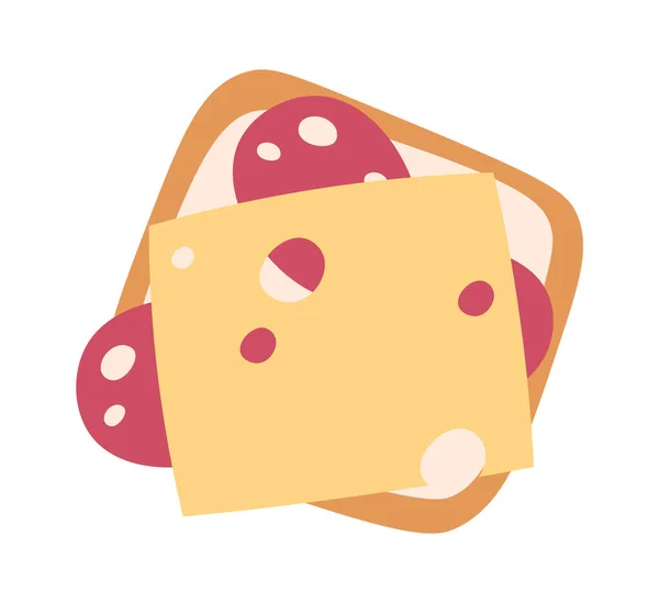 Сэндвич Салями Векторным Сыром — стоковый вектор