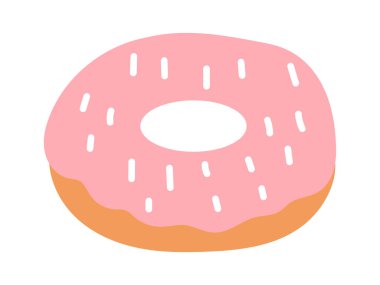 Pembe Jöleli Donut Vektör İllüstrasyonu