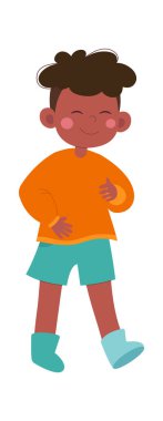 Vektör İllüzyonu 'nda ayakta duran mutlu çocuk