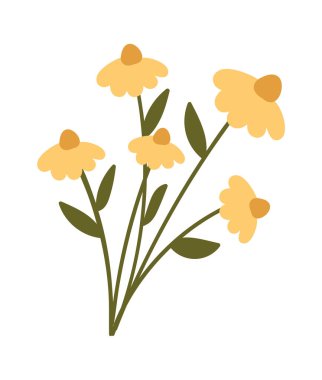 Yaban Çiçekleri Vektör İllüstrasyonu Buketi