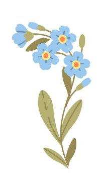 Yaprak Vektörü İllüstrasyonlu Yabani Çiçekler