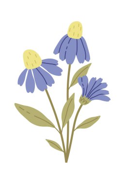 Yaprak Vektörü İllüstrasyonlu Yabani Çiçekler