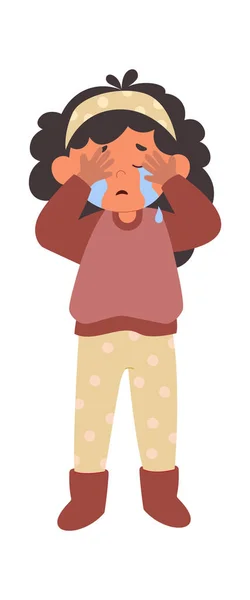 Нещаслива Дівчина Плаче Векторні Ілюстрації — стоковий вектор