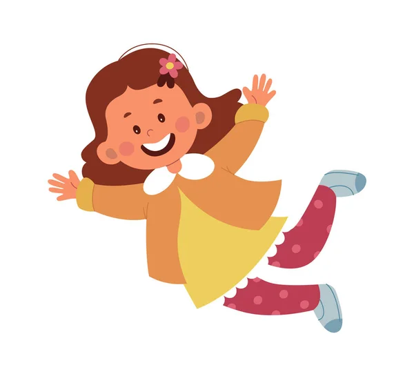 Happy Girl Jumping Vector Illustration — Stock Vector