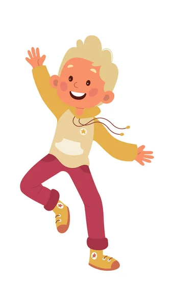 Happy Boy Jumping Vector Illustration — Stockvektor