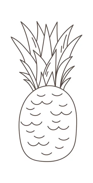 Abacaxi Fruit Lined Vector Ilustração — Vetor de Stock