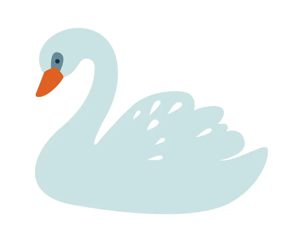 Lying Swan Bird Vector Illustration — Stock Vector