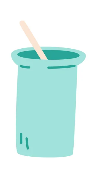 スティックベクトルイラスト付きプラスチックカップ — ストックベクタ
