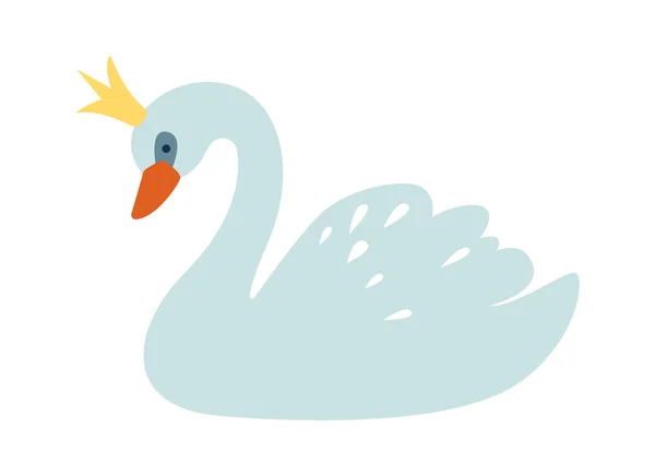Cisne Com Ilustração Vetorial Coroa — Vetor de Stock