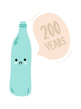 Plastik Şişe Karakteri Vektör İllüstrasyonunun Geri Dönüşümü