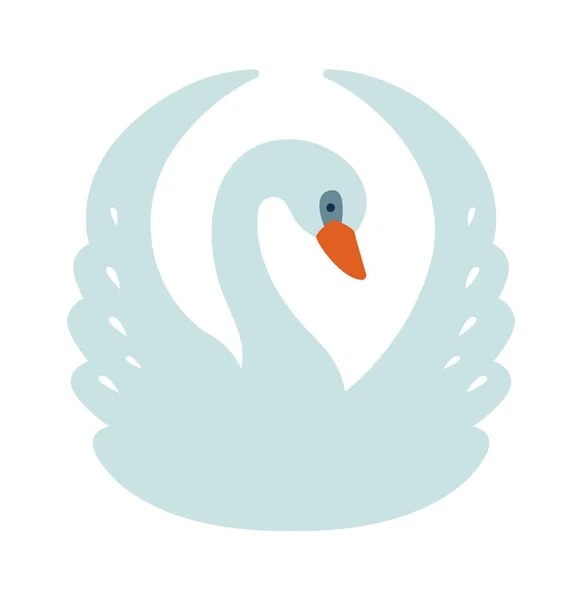 Swan Spread Wings Vector Illustration — Vector de stock
