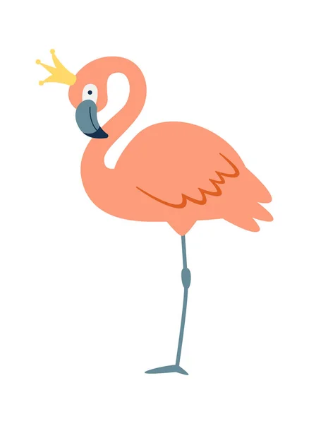 Flamingó Koronavektoros Illusztrációval — Stock Vector