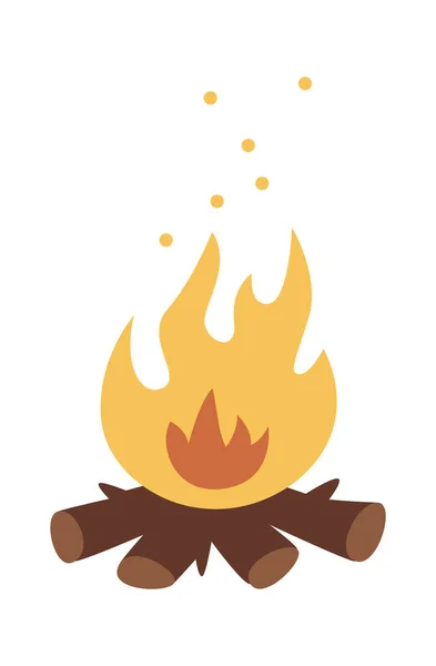 Hořící Oheň Venkovní Vektorové Ilustrace — Stockový vektor