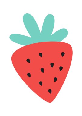 Çilekli Böğürtlen Simgesi Vektör İllüstrasyonu