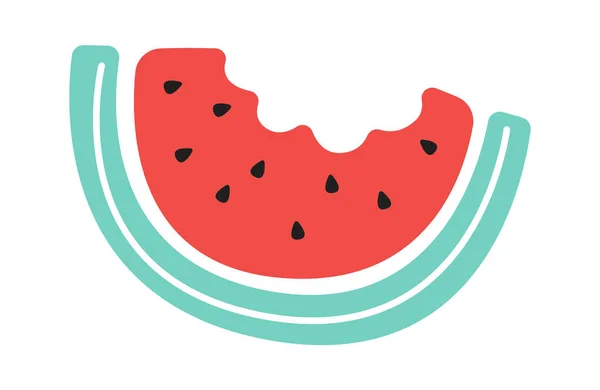 Bitten Watermelon Slice Vector Illustration — Stockový vektor